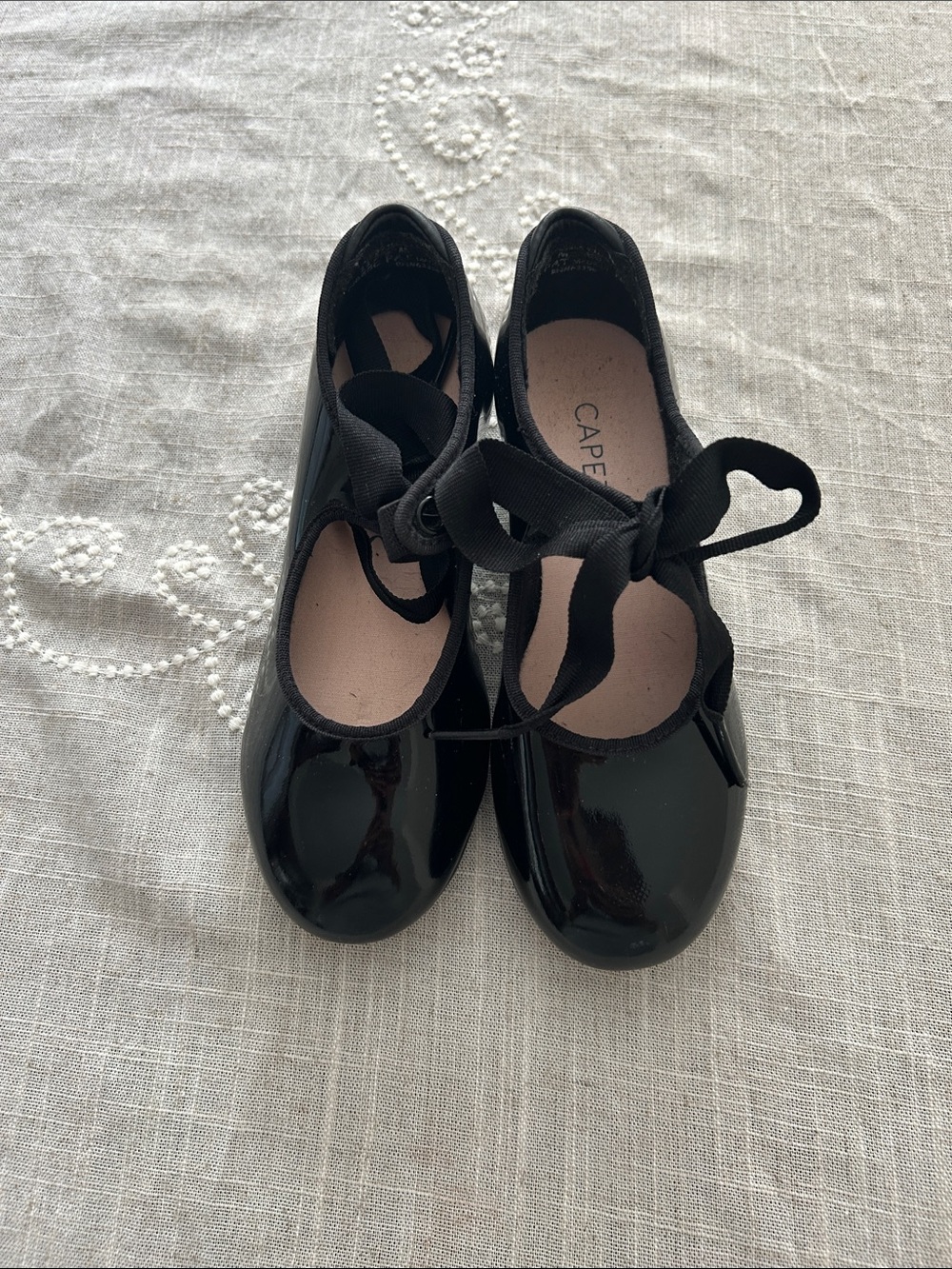 Capezio Black Patent Girls' Ribbon Tie Mary Jane TAP SHOES